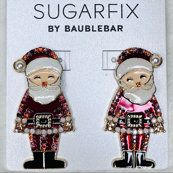 SUGARFIX by BaubleBar Santa Claus Christmas Earrings Statement Costume Jewelry - Picture 8 of 8